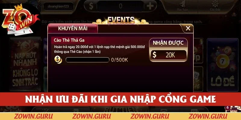 Nhận ưu đãi khi đăng ký tại cổng game